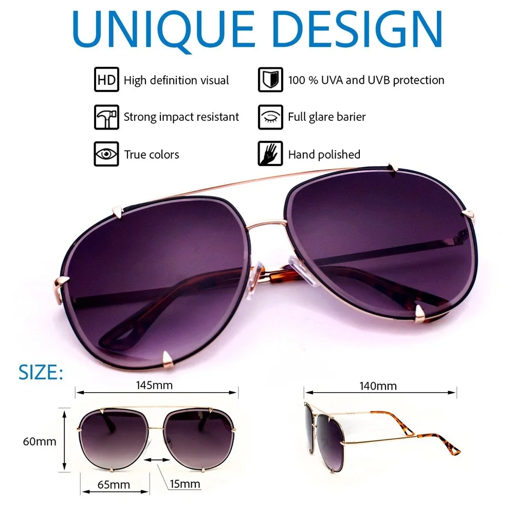 Trendy‎ Sunglasses Women Men Retro Oversized Round Vintage Shield Shades Lentes